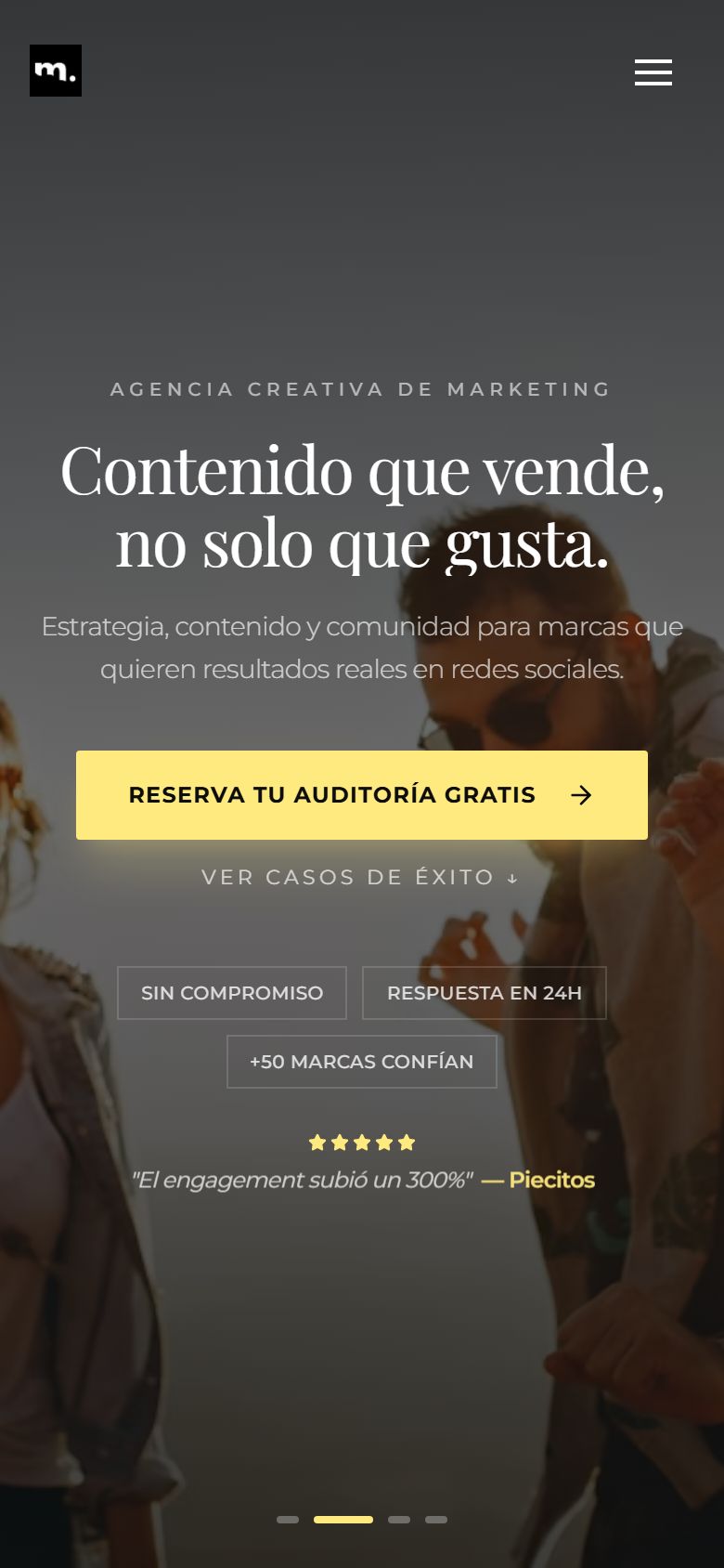 Portada de agenciameltconcept.com en el móvil: «Contenido que vende, no solo que gusta.»